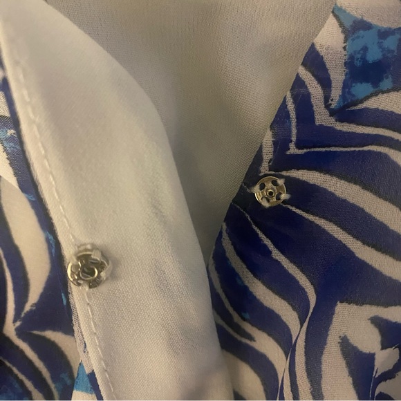 Adelyn Rae Blue Patterned Halter Romper EUC S - Picture 4 of 6